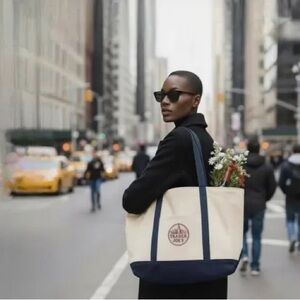 Trader Joe’s Navy and Cream Tote Bag